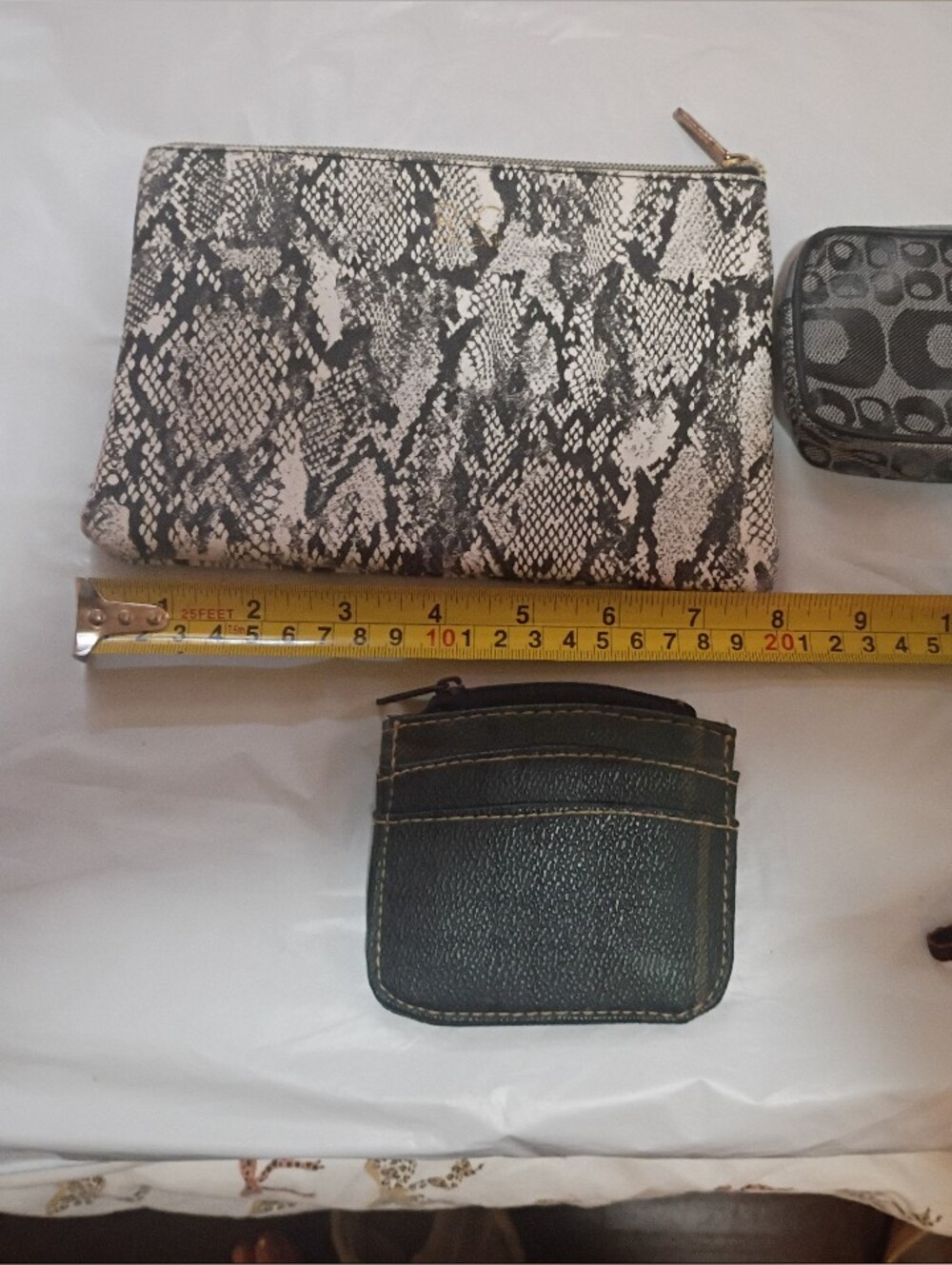 Snake-Print Women's Zip Pouch - Black & White, Sm Coin Bag, credit Card Holder